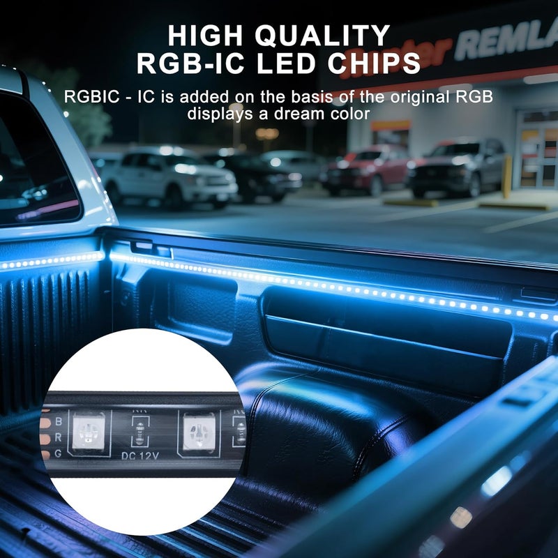 Ligrel 3PCS 60" RGB Truck Bed Light Strip Kit Remote Controlled Color Changing LED Bars with Music Sync, IP67 Waterproof for Pickup Trucks, SUVs, RVs & Boats - Image 3
